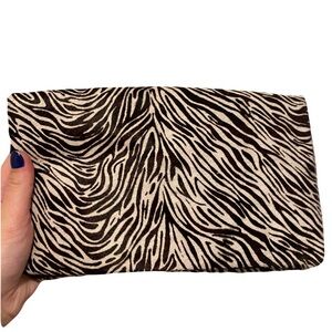 Ann Taylor Leather Zebra Pattern Clutch